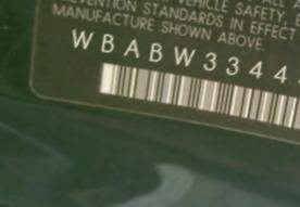 VIN prefix WBABW33444PG