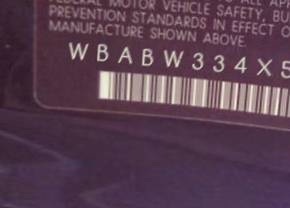 VIN prefix WBABW334X5PG