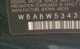 VIN prefix WBABW53435PL