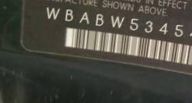 VIN prefix WBABW53454PJ