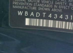 VIN prefix WBADT43431GX
