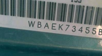 VIN prefix WBAEK73455B3