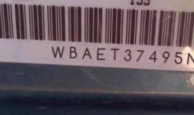 VIN prefix WBAET37495NJ