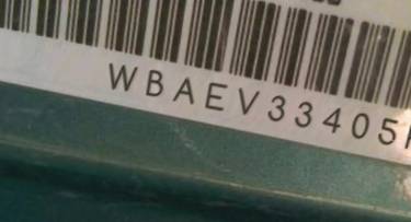 VIN prefix WBAEV33405KL