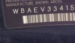 VIN prefix WBAEV33415KW