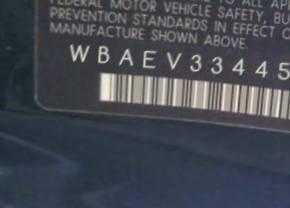 VIN prefix WBAEV33445KL