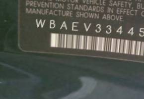 VIN prefix WBAEV33445KW