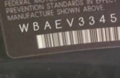 VIN prefix WBAEV33455KW