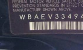 VIN prefix WBAEV33494KW