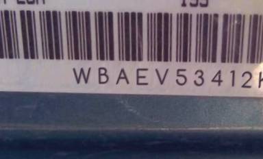 VIN prefix WBAEV53412KM