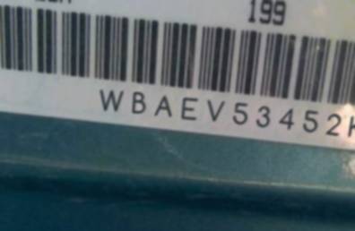 VIN prefix WBAEV53452KM