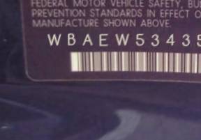 VIN prefix WBAEW53435PG