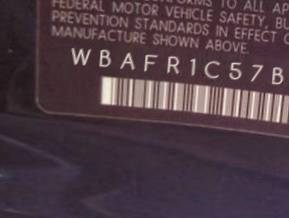 VIN prefix WBAFR1C57BC7