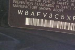 VIN prefix WBAFV3C5XFD6