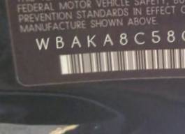 VIN prefix WBAKA8C58CDX