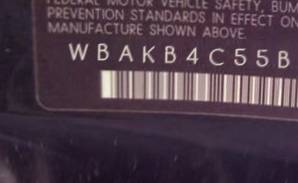 VIN prefix WBAKB4C55BC3