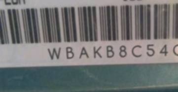VIN prefix WBAKB8C54CDW