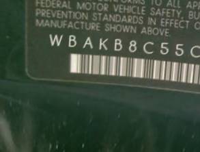 VIN prefix WBAKB8C55CC8