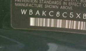 VIN prefix WBAKC8C5XBC4