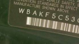 VIN prefix WBAKF5C53CE5