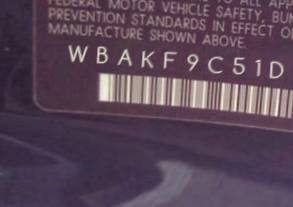 VIN prefix WBAKF9C51DE8
