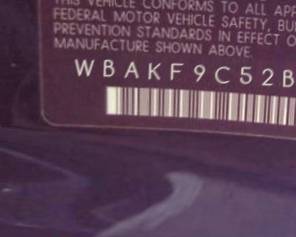 VIN prefix WBAKF9C52BE6