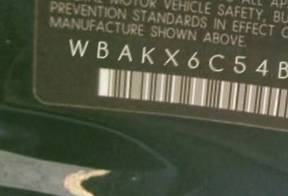 VIN prefix WBAKX6C54BC1