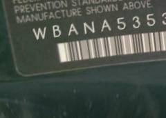 VIN prefix WBANA53535B8