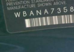 VIN prefix WBANA73584B8