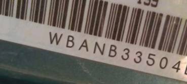 VIN prefix WBANB33504B1