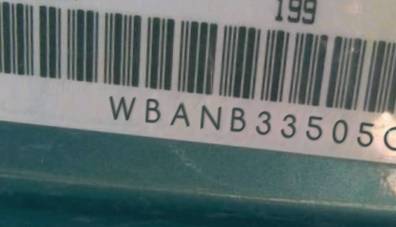 VIN prefix WBANB33505CN