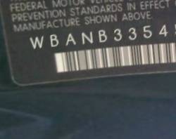 VIN prefix WBANB33545B0