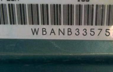 VIN prefix WBANB33575B1