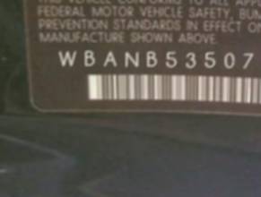 VIN prefix WBANB53507CN