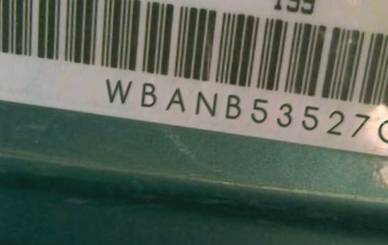 VIN prefix WBANB53527CN