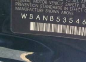 VIN prefix WBANB53546CP