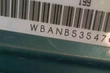 VIN prefix WBANB53547CP
