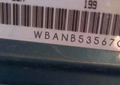 VIN prefix WBANB53567CP
