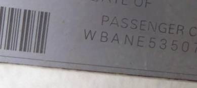 VIN prefix WBANE53507CW