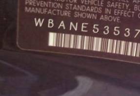 VIN prefix WBANE53537CW
