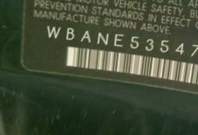 VIN prefix WBANE53547CW