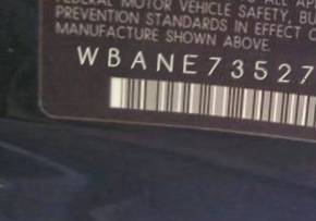 VIN prefix WBANE73527CM