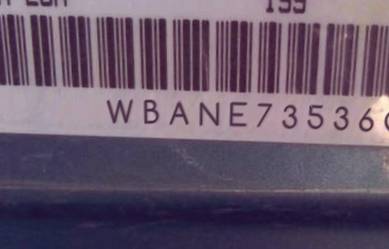 VIN prefix WBANE73536C4