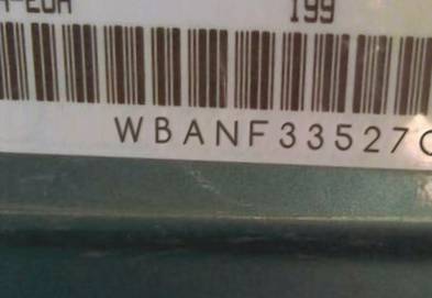 VIN prefix WBANF33527CS