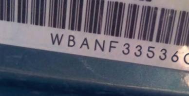 VIN prefix WBANF33536CB