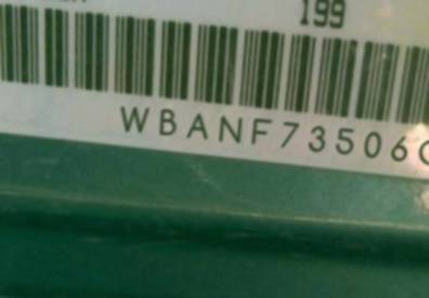 VIN prefix WBANF73506CG