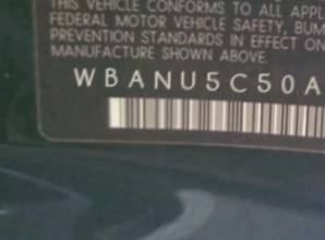 VIN prefix WBANU5C50AC4