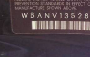 VIN prefix WBANV13528BZ