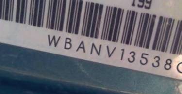 VIN prefix WBANV13538CZ