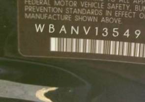 VIN prefix WBANV13549C1